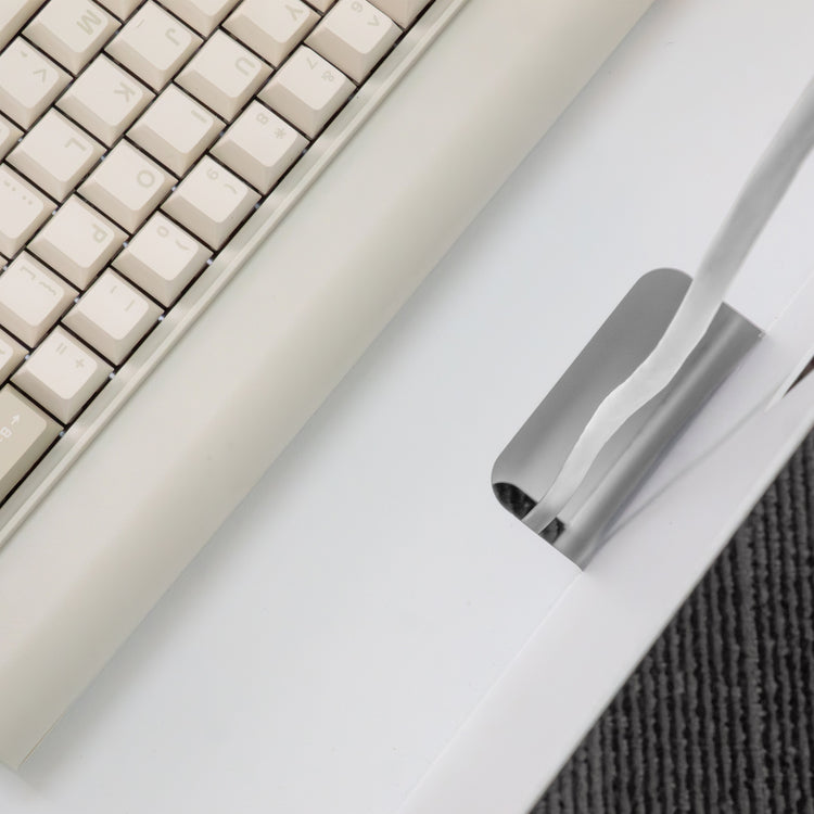 Minimal open mobile pedestal with cable slot