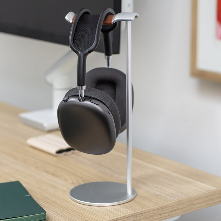 Premium leather steel headphone stand