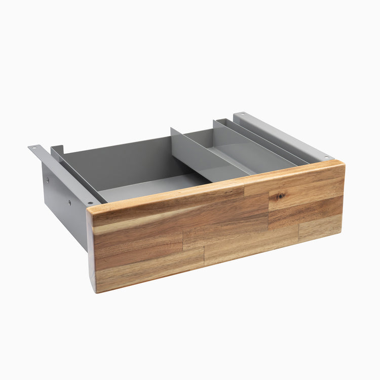 acacia softwood drawer in grey frame