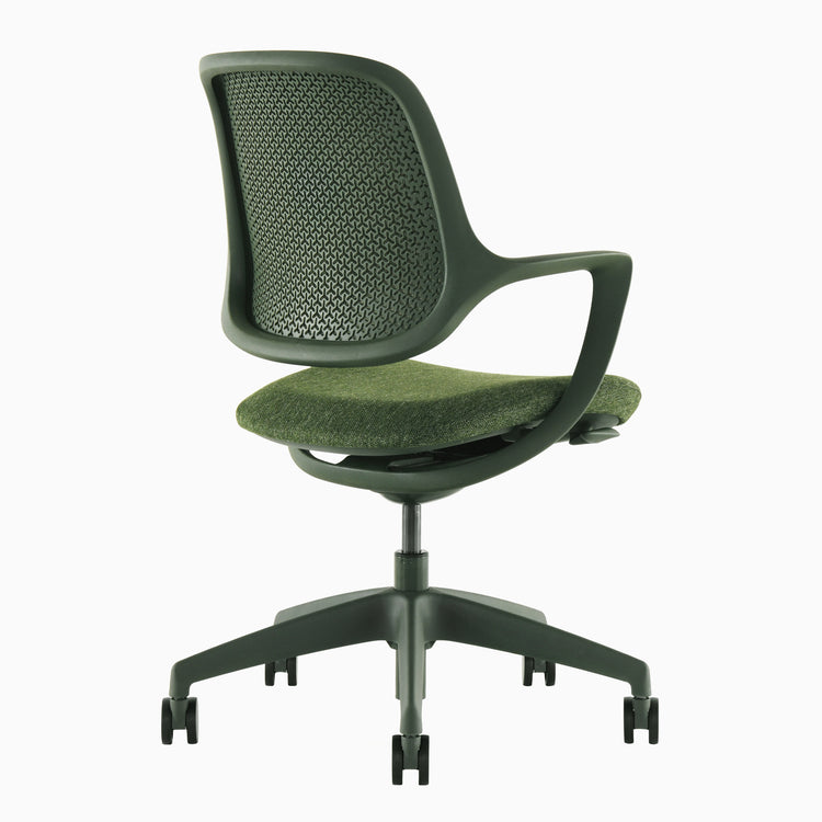 Low back ergonomic office chair in dark green