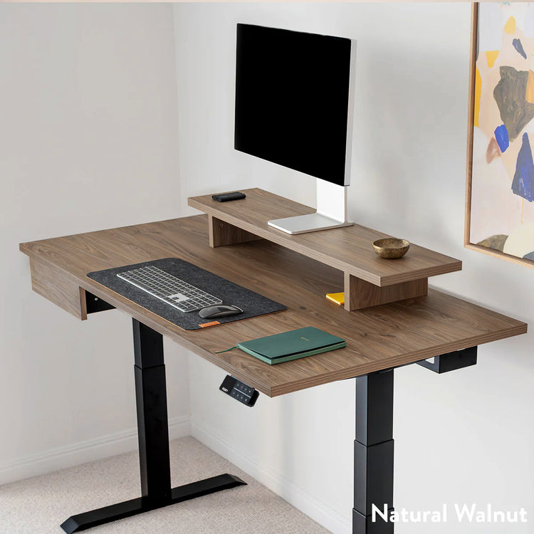 Dual melamine natural walnut desk - Desky