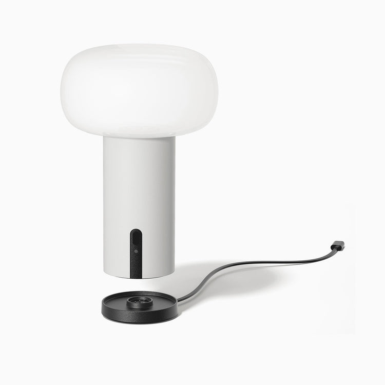 Desky cordless rechargeable desk lamp in white with magnetic dock