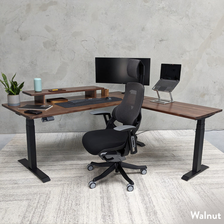 Desky Hardwood L-Shape Sit Stand Desk-Desky®