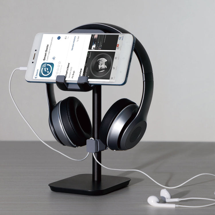 Desky Headphone and Phone Stand in black