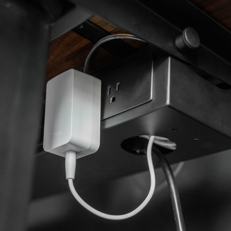 Black integrated cable power channel - Desky under desk