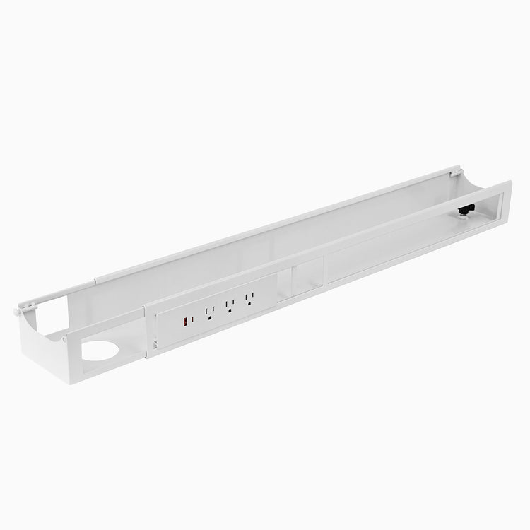 White Desky Integrated cable channel 3 power