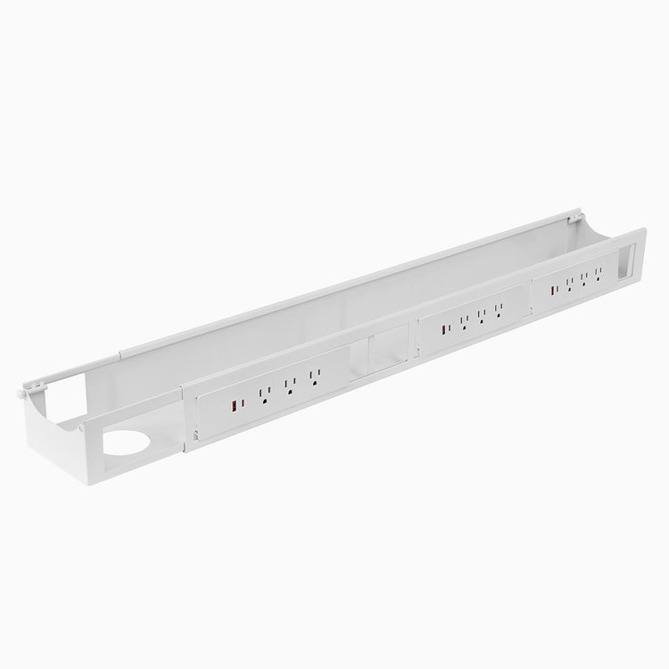 White Desky Integrated cable channel 9 power