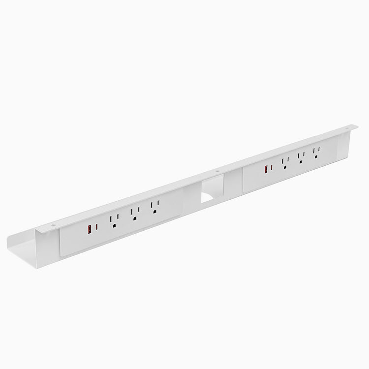 Mini cable and power tray in white with 6 powers - Desky