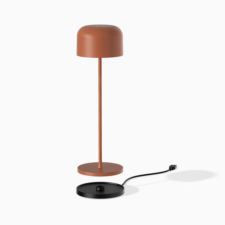 Deky orbit desk lamp in terracotta with charging dock