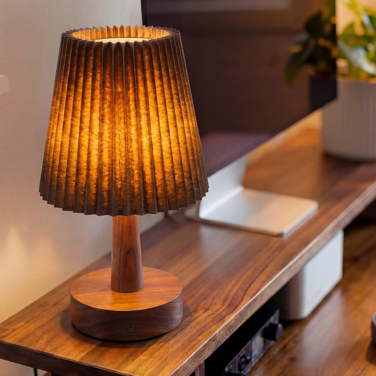 Dark walnut Desky ripple wooden desk lamp