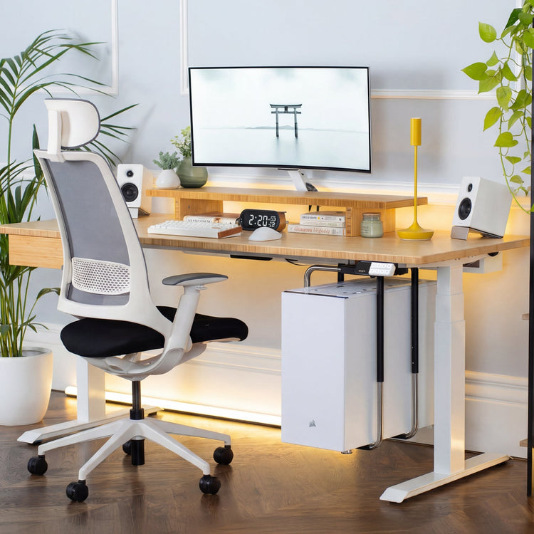 Desky slim lamp in yellow with desk setup