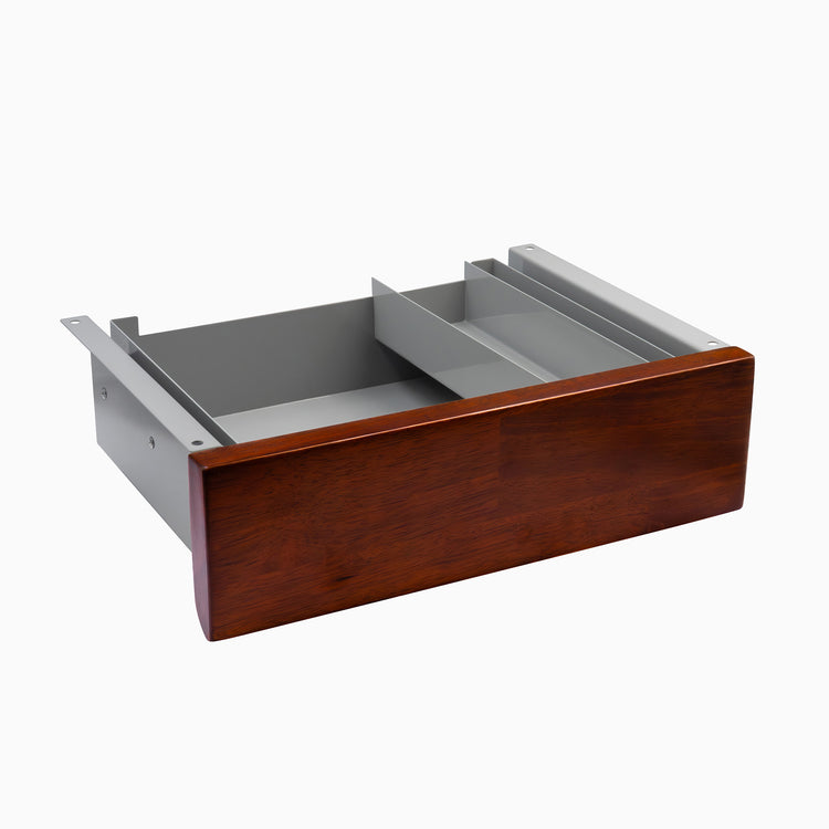 red walnut rubberwood under desk drawer in grey frame
