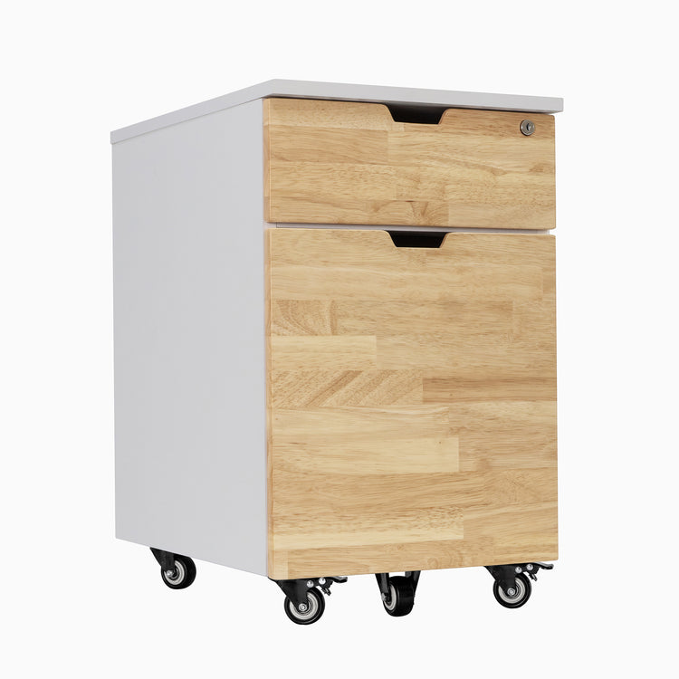 Rubberwood natural white minimal filing cabinet