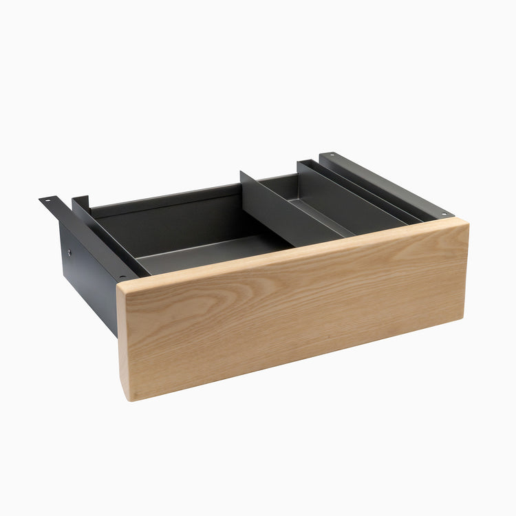 white ash hardwood minimal drawer in space grey frame