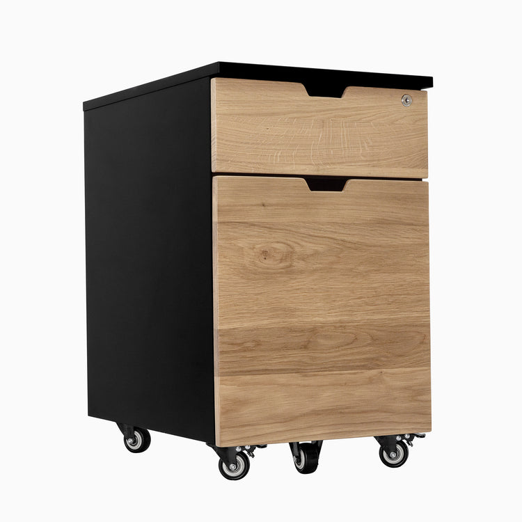 Hardwood white oak black minimal filing cabinet