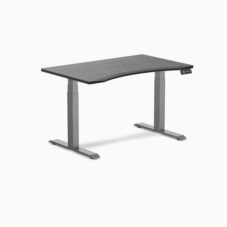 Desky Dual Ergo Edge Sit Stand Desk - dark bamboo 1200mm space grey frame