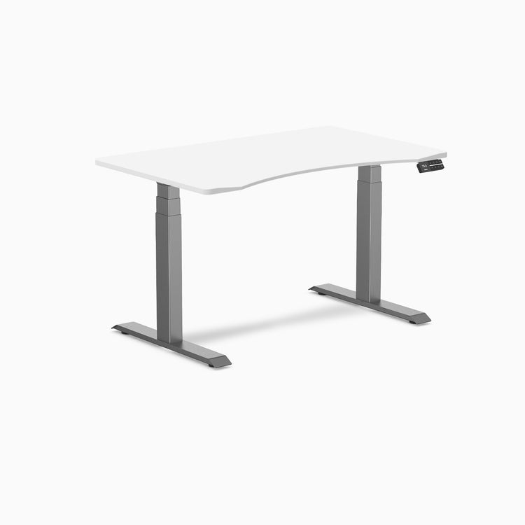 Desky Dual Ergo Edge Sit Stand Desk - white 1200mm space grey frame