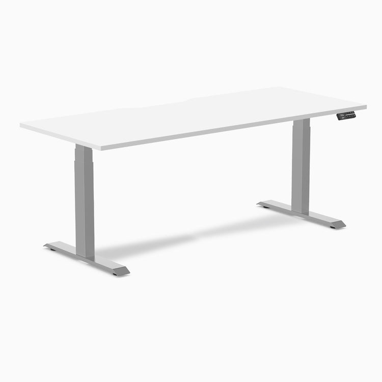 Desky Dual Scalloped Melamine Sit Stand Desk-Dual Desks-Desky-White-1800x750mm-Grey-Desky® Australia