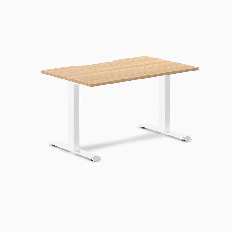 Zero scalloped fixed office desk sublime teak - Desky