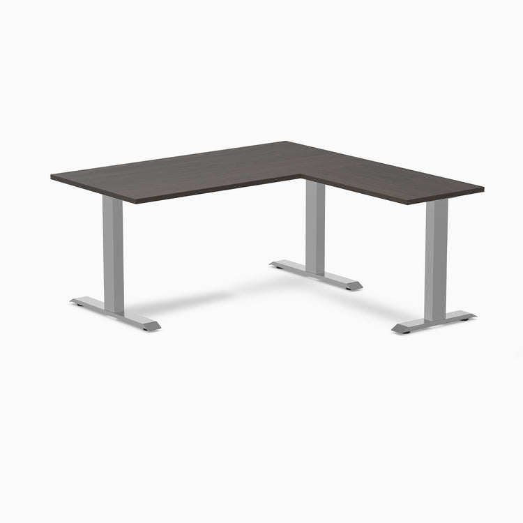 zero laminate L-shape 1500mm in burnished with gray legs