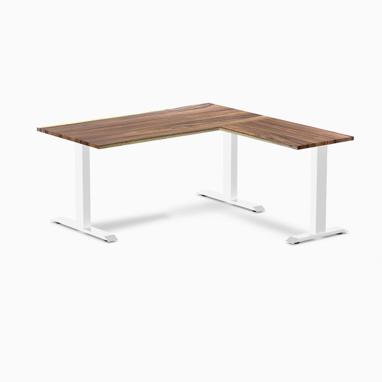 zero hardwood l-shape desk saman 1500mm in white legs