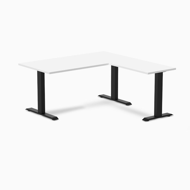 zero laminate L-shape 1500mm in white with black legs