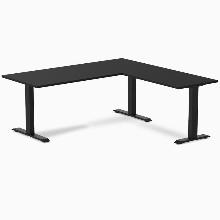 zero laminate L-shape 1800mm in black with black legs