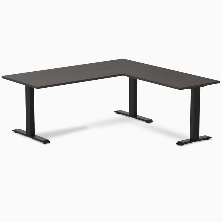 zero laminate L-shape 1800mm in burnished with black legs