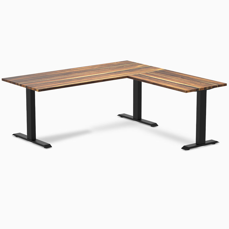 zero hardwood l-shape desk pheasant 1800mm in black legs