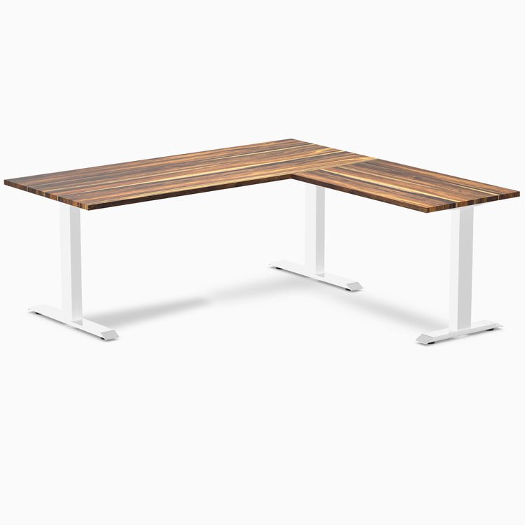 zero hardwood l-shape desk pheasant 1800mm in white legs