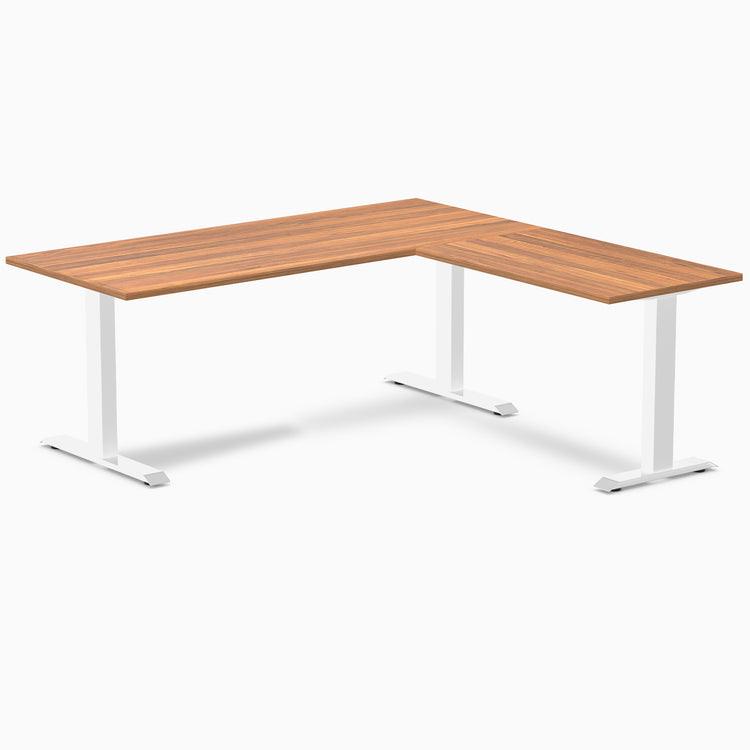 zero laminate L-shape 1800mm in prime oak with white legs