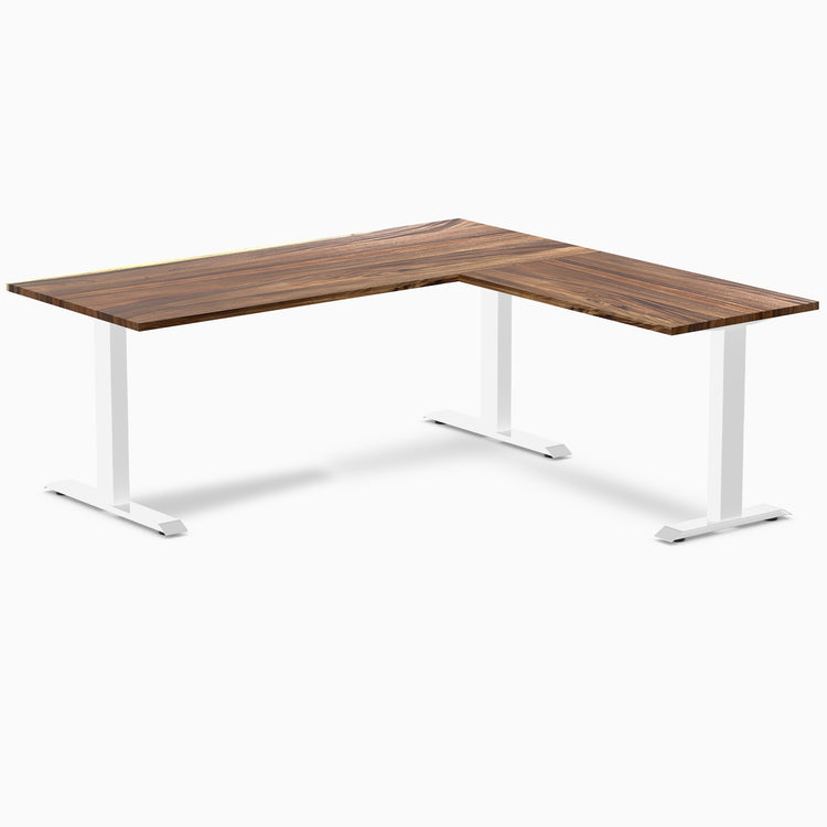 zero hardwood l-shape desk saman 1800mm in white legs