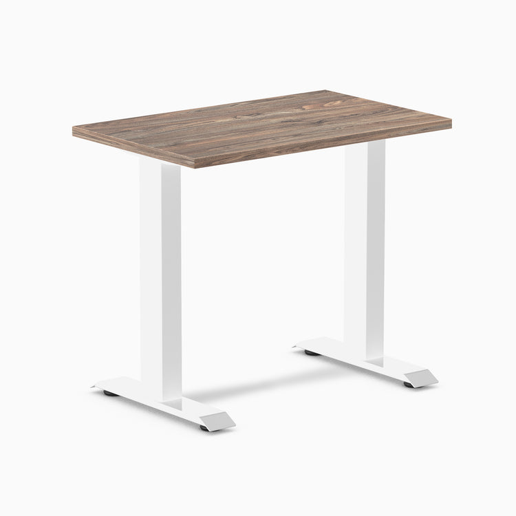 Desky fixed mini laminate desk 800mm nat walnut in white legs