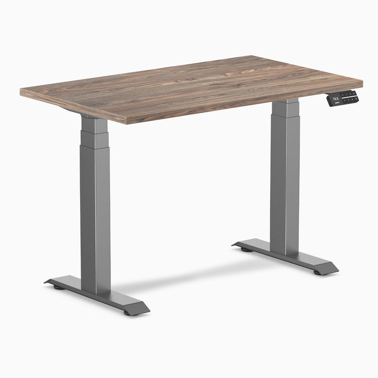 Desky Dual Mini Sit Stand Desk - natural walnut 1000mm space grey frame