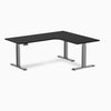 Desky L-shape standing desk melamine black with space grey legs