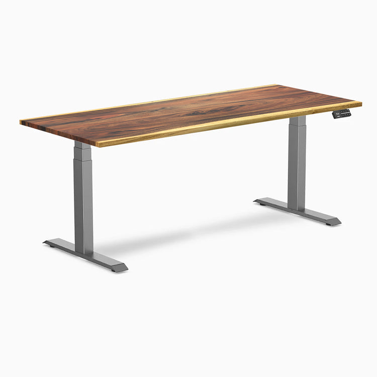 Desky Dual Hardwood Sit Stand Desk - Saman 1800mm space grey frame