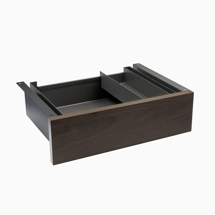 desky minimal drawer - burnished wood in space grey frame