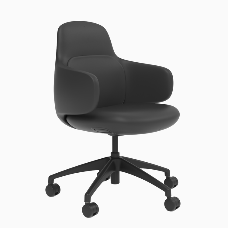 Arco office chair in black leather - Desky Australia
