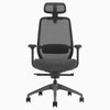 Ergonomic chair with headrest in black coilflex