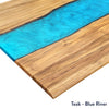 Teak blue river resin desktop from desky