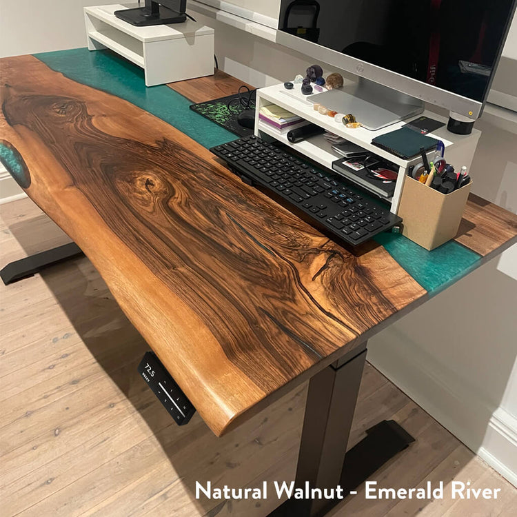 dual resin hardwood sit stand desk