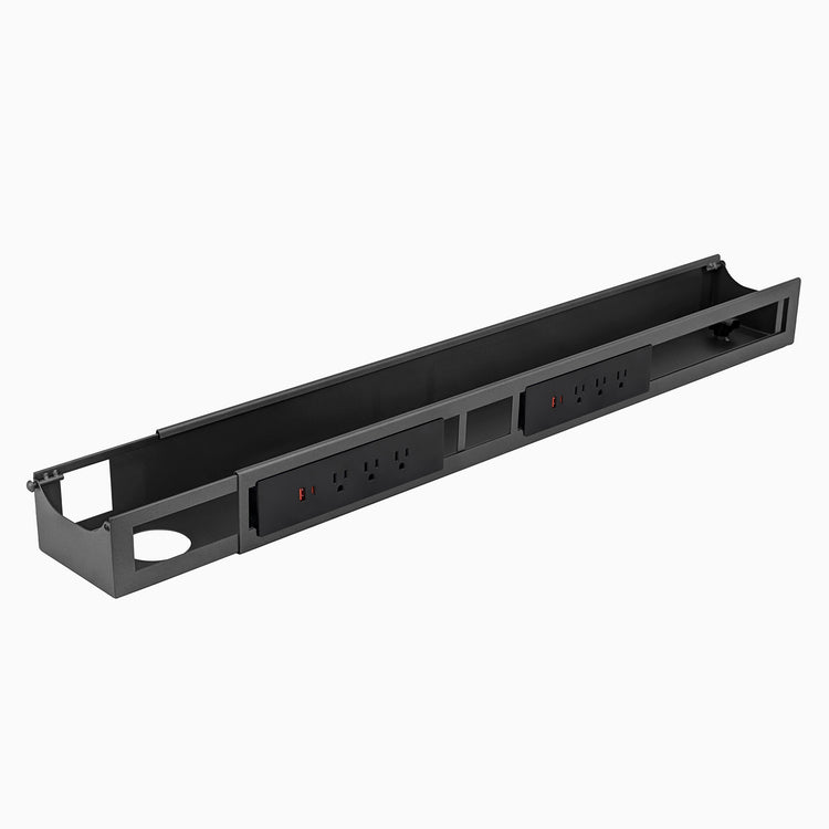 Space Grey Desky Integrated cable channel 6 power