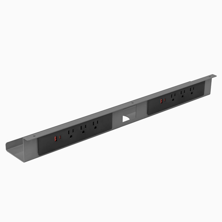 Desky mini cable and power tray in grey 6 power