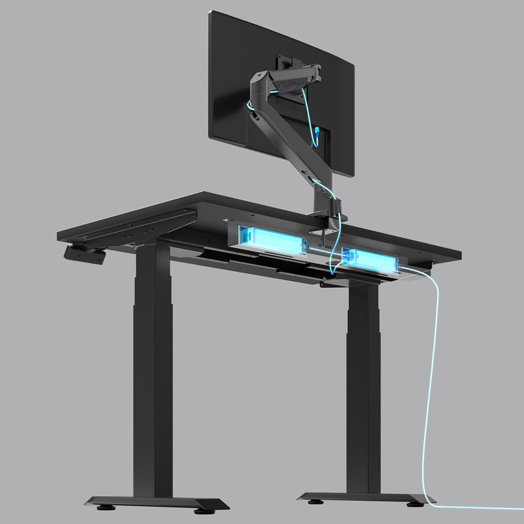 Mini cable and power tray desk standing desk