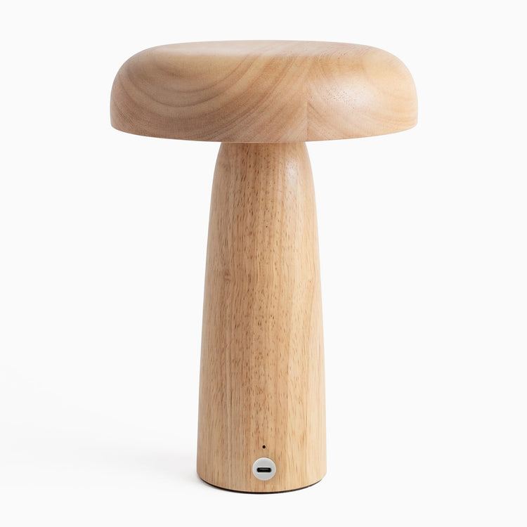 Desky natural rubberwood mushroom wooden desk lamp