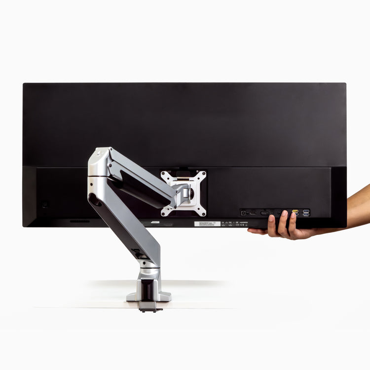 Single monitor arm in silver