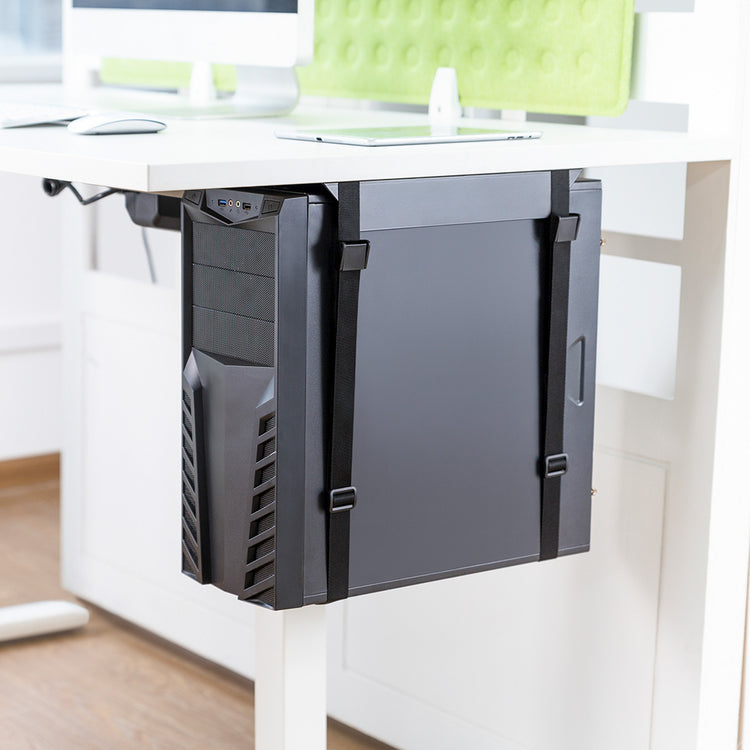 Desky Strap-On CPU Mount in use