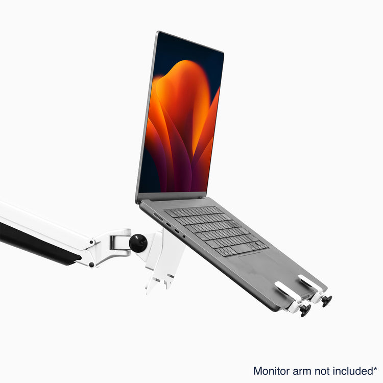 Universal laptop mount attached to monitor arm
