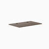 Desky Jarrah Legno laminate desktop, 47.2" x 29.5", with two black grommets.
