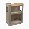Light brown open mobile pedestal with sublime teak shelf - Desky